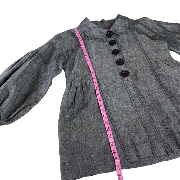 Rapsodia Anthropologie Grey Linen Blend Lined Jacket Women's Sz L Modern Buttons - Picture 8 of 16